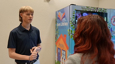 Carter Beardsley, CA student who purchased and donated Inchy's Bookworm Vending Machine